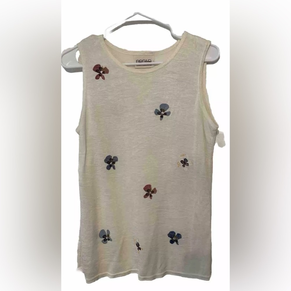 BREAD by Staley Gretzinger Sleeveless Small Embroiled Floral Knit Wearable Art